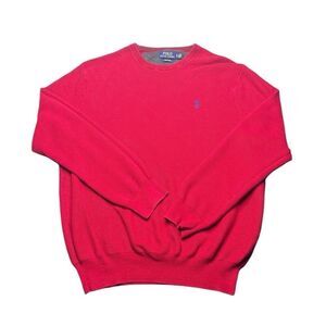 Polo Ralph Lauren Pima Cotton Men’s Sweater XL Red Crew Neck Knit Preppy Golf